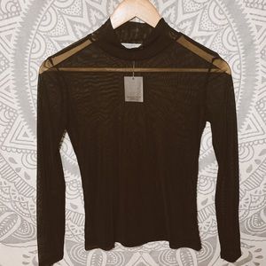 Black sheer long sleeve blouse